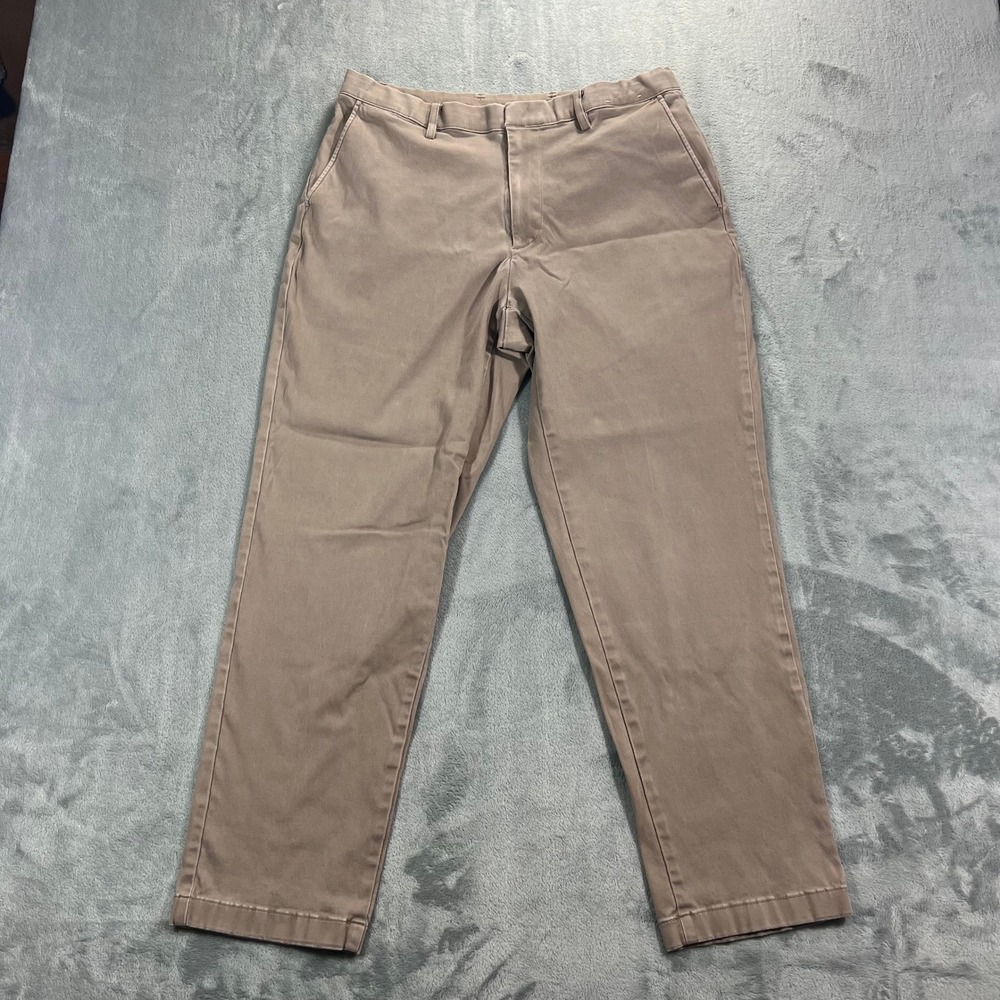 UNIQLO Ultra Stretch Comfort Pants Men L 33-36 Tan Chino Khaki Casual Minimalist